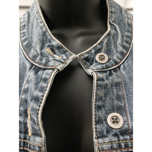 FC French Cuff Denim Jean Jacket w/ Pockets Buttoned Down M - Picture 4 of 9